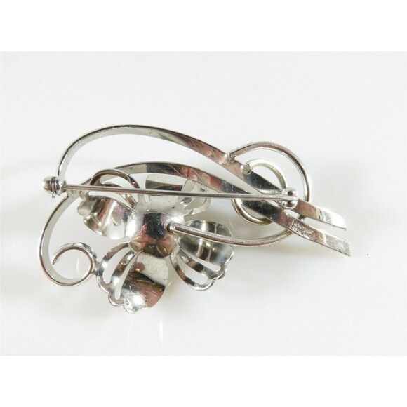 Vintage Forstner Sterling Silver Modernist Mid Century Flower Brooch - Picture 6 of 9